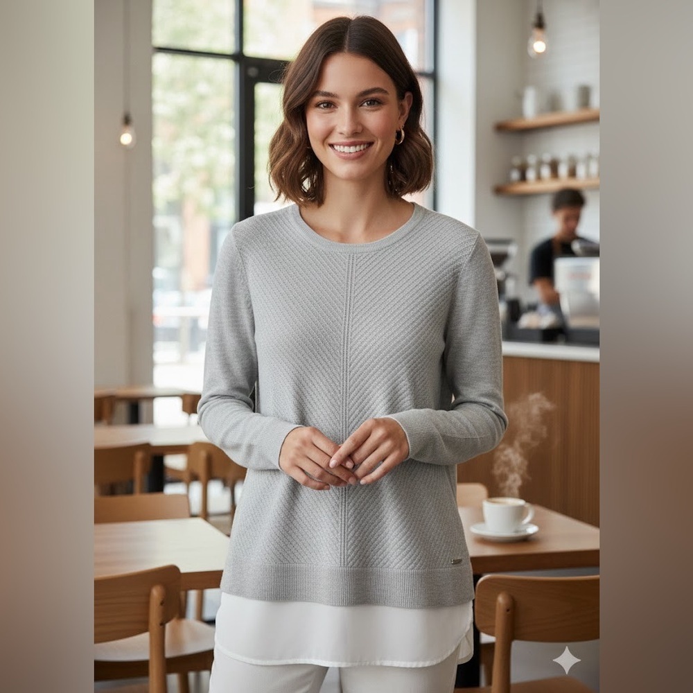 Calvin Klein Layered- Look  Pullover Sweater